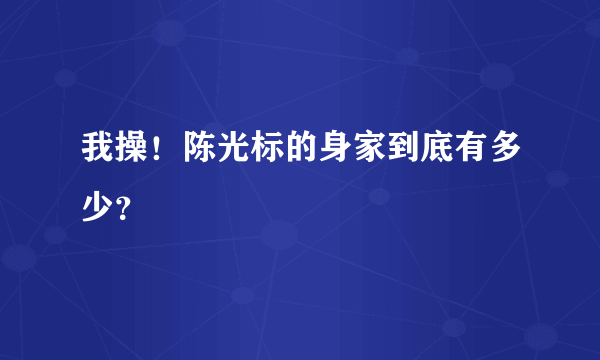 我操！陈光标的身家到底有多少？