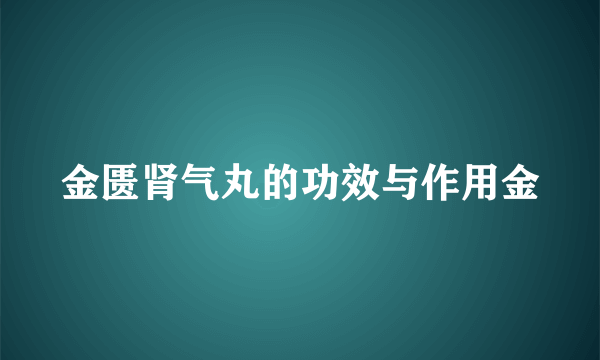 金匮肾气丸的功效与作用金