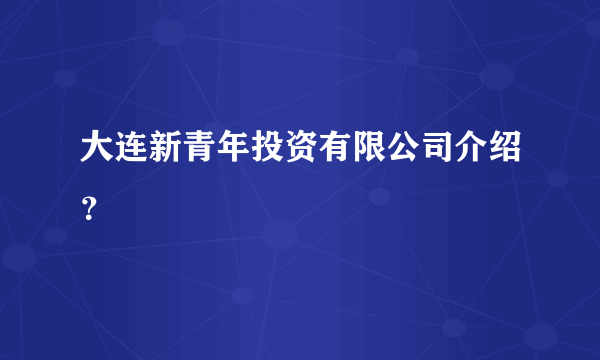 大连新青年投资有限公司介绍？