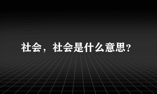 社会，社会是什么意思？