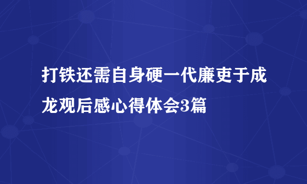 打铁还需自身硬一代廉吏于成龙观后感心得体会3篇