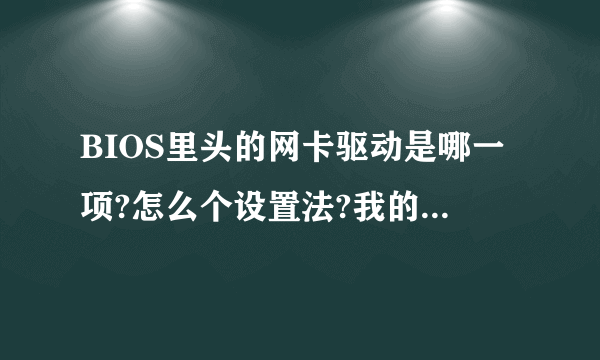 BIOS里头的网卡驱动是哪一项?怎么个设置法?我的是集成主板