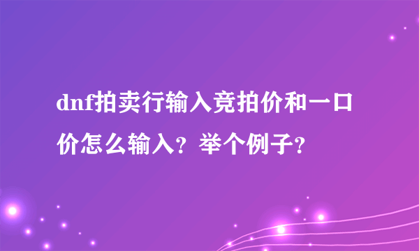 dnf拍卖行输入竞拍价和一口价怎么输入？举个例子？