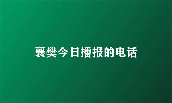 襄樊今日播报的电话