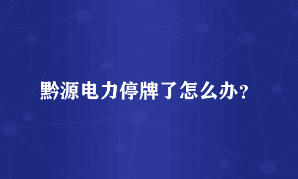 黔源电力停牌了怎么办？