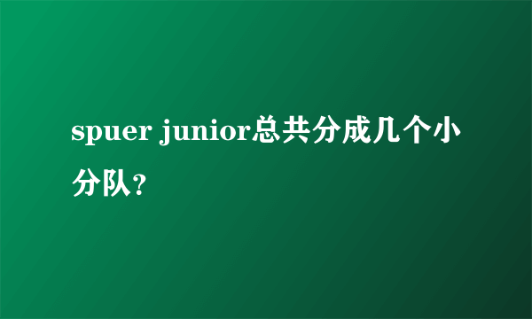 spuer junior总共分成几个小分队？