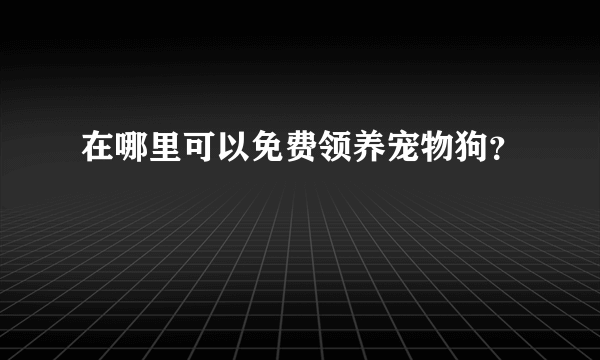 在哪里可以免费领养宠物狗？