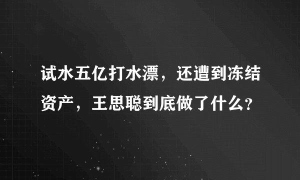 试水五亿打水漂，还遭到冻结资产，王思聪到底做了什么？