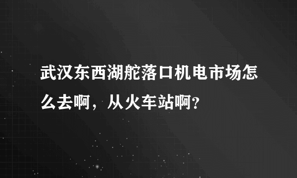 武汉东西湖舵落口机电市场怎么去啊，从火车站啊？