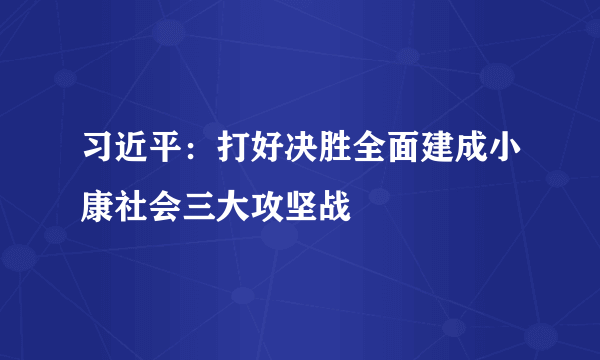 习近平：打好决胜全面建成小康社会三大攻坚战