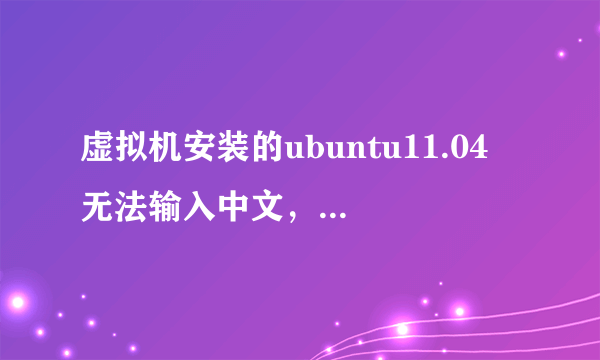 虚拟机安装的ubuntu11.04 无法输入中文，键盘打出来的不知道是什么语言！请告诉高手帮帮忙！