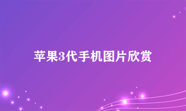 苹果3代手机图片欣赏