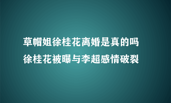 草帽姐徐桂花离婚是真的吗 徐桂花被曝与李超感情破裂