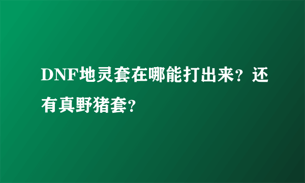 DNF地灵套在哪能打出来？还有真野猪套？