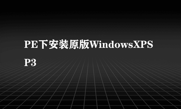 PE下安装原版WindowsXPSP3