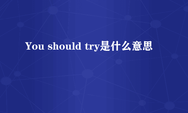 You should try是什么意思