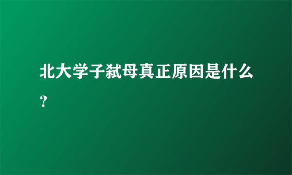 北大学子弑母真正原因是什么？