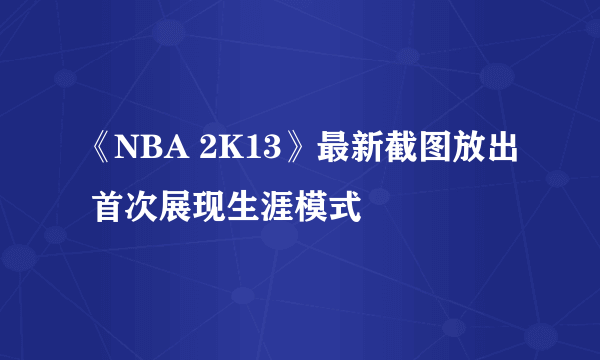 《NBA 2K13》最新截图放出 首次展现生涯模式