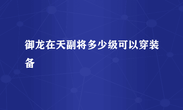 御龙在天副将多少级可以穿装备