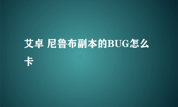 艾卓 尼鲁布副本的BUG怎么卡