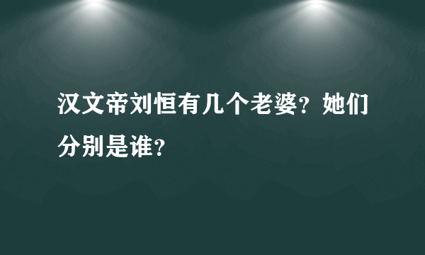 汉文帝刘恒有几个老婆？她们分别是谁？