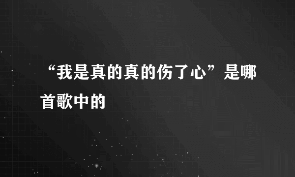 “我是真的真的伤了心”是哪首歌中的