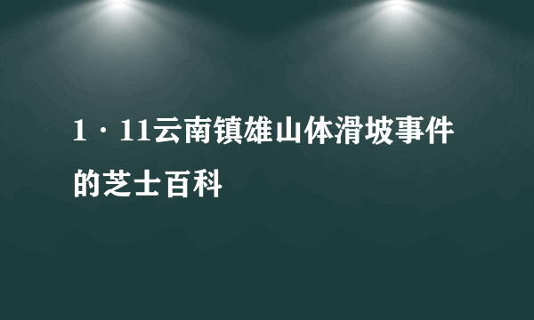 1·11云南镇雄山体滑坡事件的芝士百科