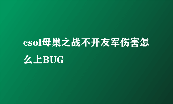 csol母巢之战不开友军伤害怎么上BUG