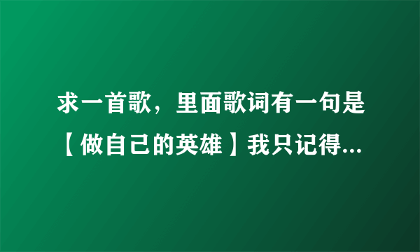 求一首歌，里面歌词有一句是【做自己的英雄】我只记得这一句了，歌名是什么？