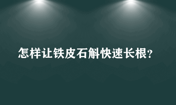 怎样让铁皮石斛快速长根？