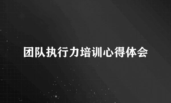 团队执行力培训心得体会