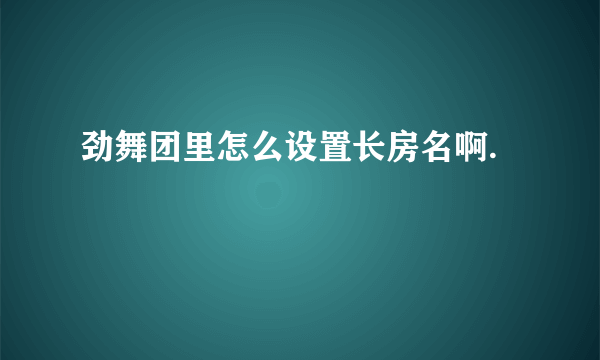 劲舞团里怎么设置长房名啊.