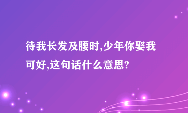 待我长发及腰时,少年你娶我可好,这句话什么意思?