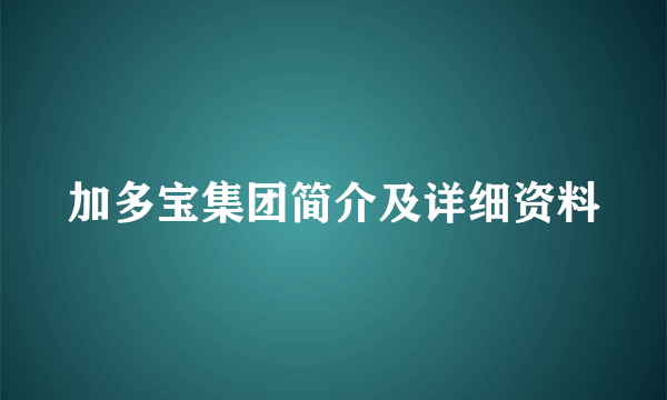 加多宝集团简介及详细资料