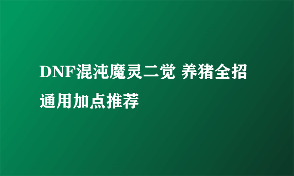 DNF混沌魔灵二觉 养猪全招通用加点推荐