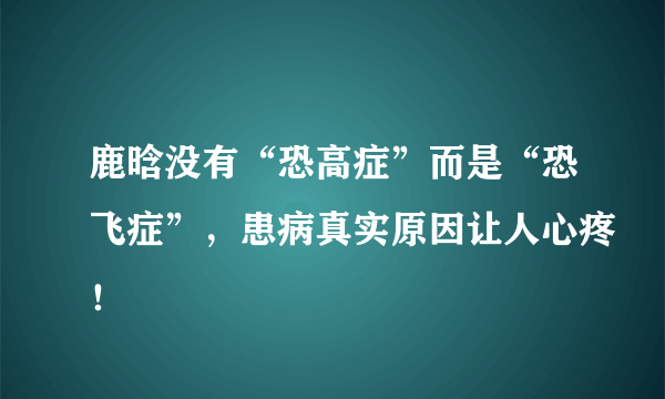 鹿晗没有“恐高症”而是“恐飞症”，患病真实原因让人心疼！