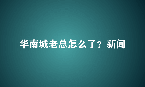 华南城老总怎么了？新闻