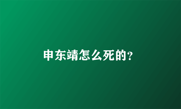 申东靖怎么死的？