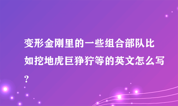 变形金刚里的一些组合部队比如挖地虎巨狰狞等的英文怎么写？