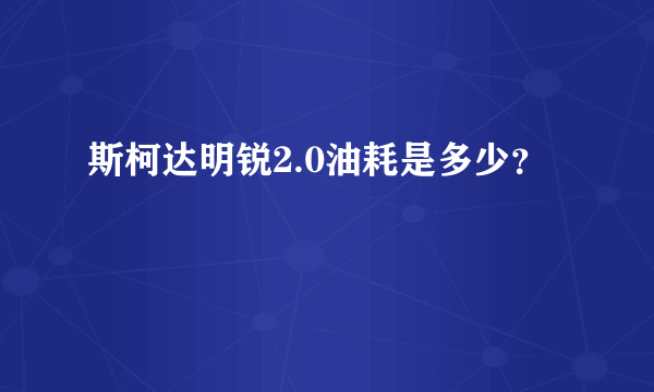 斯柯达明锐2.0油耗是多少？