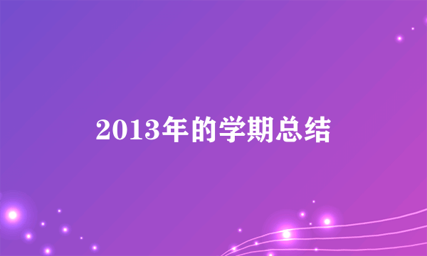 2013年的学期总结