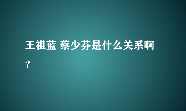 王祖蓝 蔡少芬是什么关系啊？