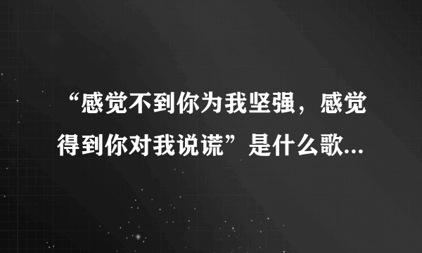 “感觉不到你为我坚强，感觉得到你对我说谎”是什么歌里面的歌词？