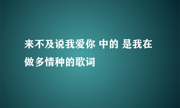 来不及说我爱你 中的 是我在做多情种的歌词