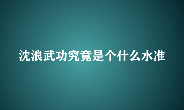 沈浪武功究竟是个什么水准