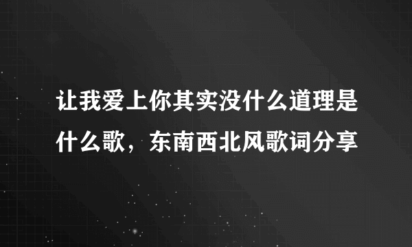 让我爱上你其实没什么道理是什么歌，东南西北风歌词分享