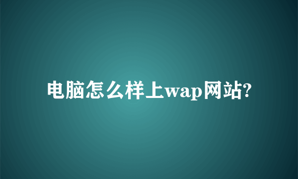 电脑怎么样上wap网站?