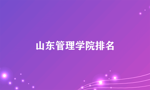 山东管理学院排名