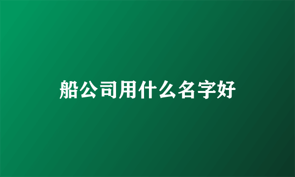 船公司用什么名字好