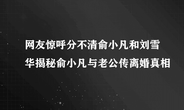 网友惊呼分不清俞小凡和刘雪华揭秘俞小凡与老公传离婚真相